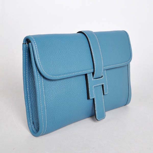 High Quality Hermes Jige Large Clutch Handbag Blue 1053 Replica